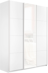 Шкаф-купе Прайм 3-х дверный (ЛДСП/Стекло белое/ЛДСП) Белый снег
