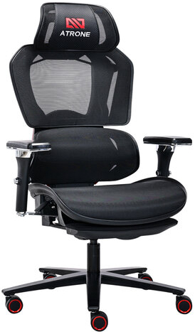 Кресло ATRONE "Optimus ER-707", адаптивный механизм со слайдером, сетка, черный/красный, 532968