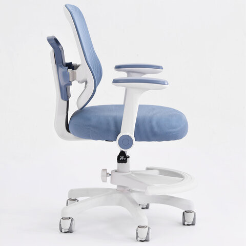 Кресло детское с подставкой для ног BRABIX KIDS MG-215, сетка/ткань TW, голубое, 533312