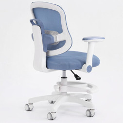 Кресло детское с подставкой для ног BRABIX KIDS MG-215, сетка/ткань TW, голубое, 533312