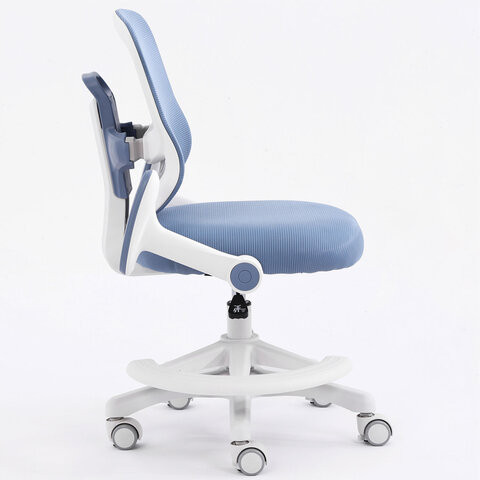 Кресло детское с подставкой для ног BRABIX KIDS MG-215, сетка/ткань TW, голубое, 533312