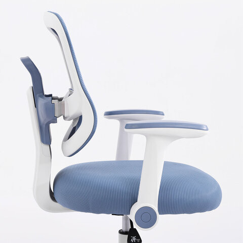 Кресло детское с подставкой для ног BRABIX KIDS MG-215, сетка/ткань TW, голубое, 533312