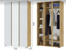 Шкаф 3х створчатый с зеркалом ШК 02 Хелен