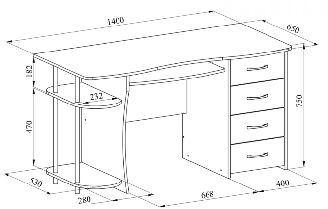 Стол компьютерный С-222БН