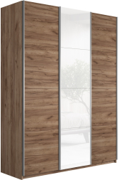 Шкаф-купе Прайм 3-х дверный (ЛДСП/Стекло белое/ЛДСП) Крафт табачный