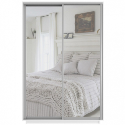 Шкаф-купе Экспресс 2-х дверный ( Зеркало) Белый снег