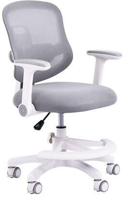 Кресло детское с подставкой для ног BRABIX KIDS MG-215, сетка/ткань TW, серое, 533313