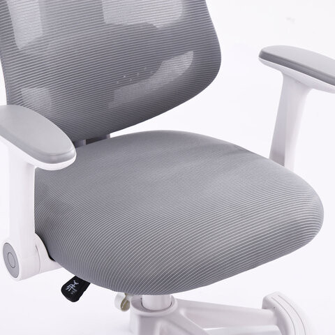 Кресло детское с подставкой для ног BRABIX KIDS MG-215, сетка/ткань TW, серое, 533313