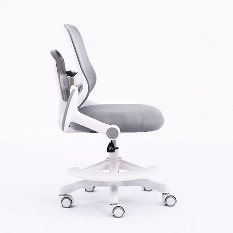 Кресло детское с подставкой для ног BRABIX KIDS MG-215, сетка/ткань TW, серое, 533313