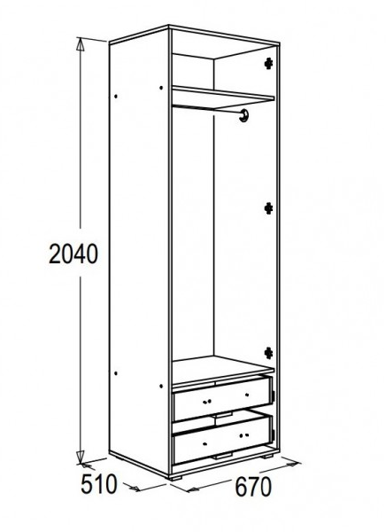 Шкаф 2-х дв. для одежды &quot;Омега 16&quot;