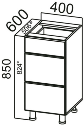 Стол-рабочий С400я (с ящиками) Грейвуд