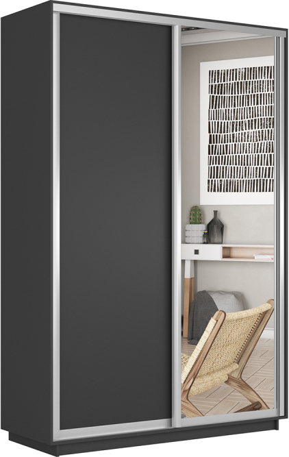 Шкаф-купе Экспресс 2-х дверный ( ЛДСП/Зеркало) Серый диамант