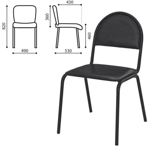 Стул для посетителей &quot;Серна&quot;, черный каркас, кожзаменитель черный, СМ 7/22 К-01