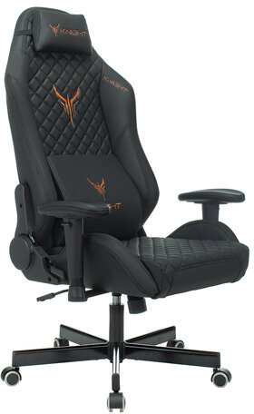 Кресло компьютерное Knight EXPLORE, 2 подушки, экокожа премиум, черное, 1628885