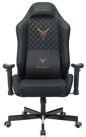 Кресло компьютерное Knight EXPLORE, 2 подушки, экокожа премиум, черное, 1628885