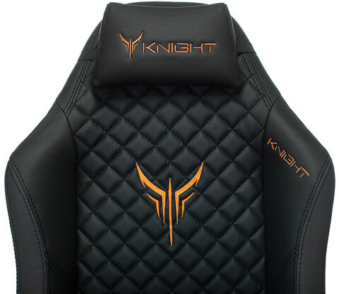 Кресло компьютерное Knight EXPLORE, 2 подушки, экокожа премиум, черное, 1628885