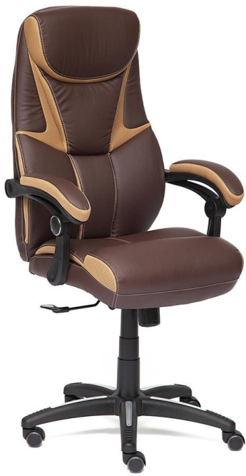Кресло CAMBRIDGE кож/зам/ткань, коричневый/бронзовый, 36-36/21