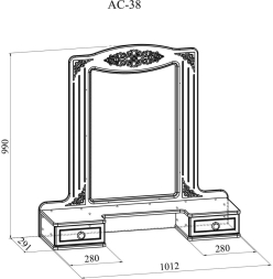 Полка с зеркалом Ассоль АС-38 белое дерево