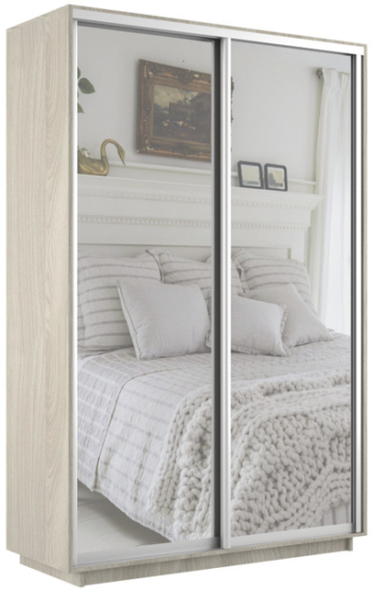 Шкаф-купе Экспресс 2-х дверный ( Зеркало) Ясень шимо светлый