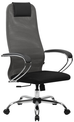 Кресло офисное BRABIX PREMIUM "Ultimate EX-800" хром, плотная двойная сетка Х2, черное/серое, 532912