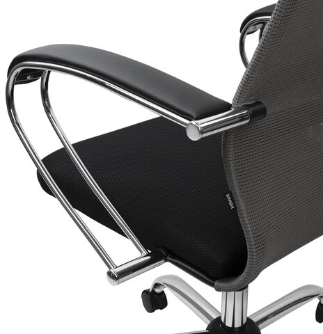 Кресло офисное BRABIX PREMIUM "Ultimate EX-800" хром, плотная двойная сетка Х2, черное/серое, 532912