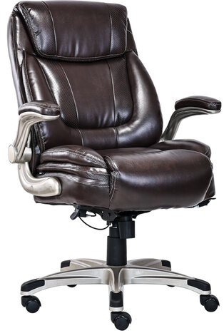 Кресло HAWASAN "Cruise EX-565", откидные подлокотники, рециклированная кожа, коричневое, 532973