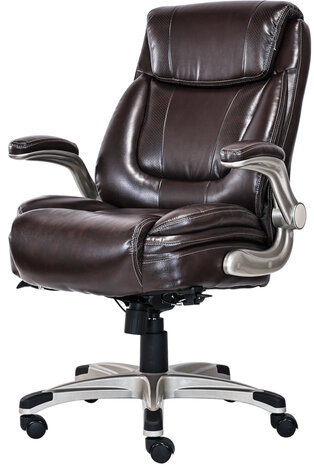 Кресло HAWASAN "Cruise EX-565", откидные подлокотники, рециклированная кожа, коричневое, 532973