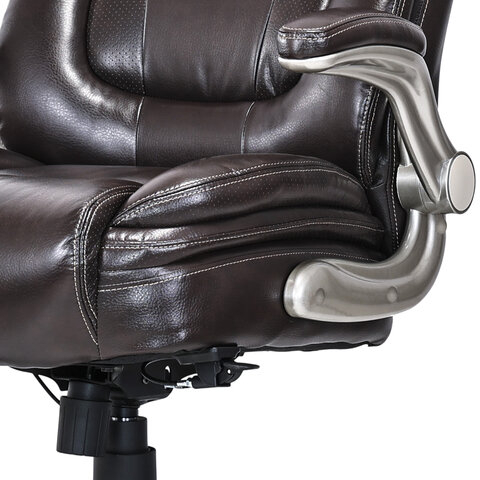 Кресло HAWASAN "Cruise EX-565", откидные подлокотники, рециклированная кожа, коричневое, 532973