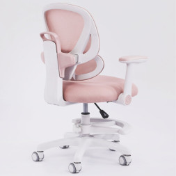 Кресло детское с подставкой для ног BRABIX KIDS MG-220, сетка/ткань TW, розовое, 533314