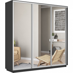 Шкаф-купе Экспресс 3-х дверный ( Зеркало) Серый диамант