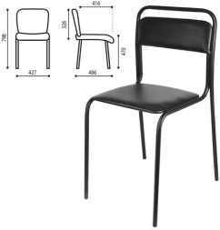 Стул для посетителей &quot;Аскона&quot;, черный каркас, кожзаменитель черный, СМ 7/7-02 К-01