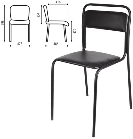 Стул для посетителей &quot;Аскона&quot;, черный каркас, кожзаменитель черный, СМ 7/7-02 К-01