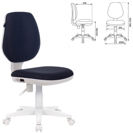 Кресло BRABIX "Fancy MG-201W", без подлокотников, пластик белый, серое, 532412, MG-201W_532412