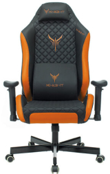 Кресло компьютерное Knight EXPLORE, 2 подушки, экокожа премиум, черное/оранжевое, 1628886