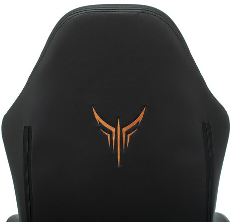 Кресло компьютерное Knight EXPLORE, 2 подушки, экокожа премиум, черное/оранжевое, 1628886