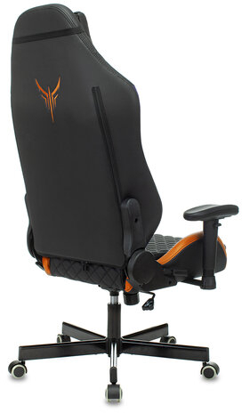 Кресло компьютерное Knight EXPLORE, 2 подушки, экокожа премиум, черное/оранжевое, 1628886