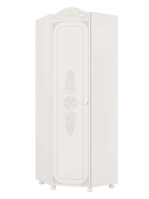 Шкаф угловой Ассоль АС-521К (левый c короной) белое дерево