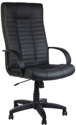 Кресло из натуральной кожи "Атлант", монолитный каркас, черное