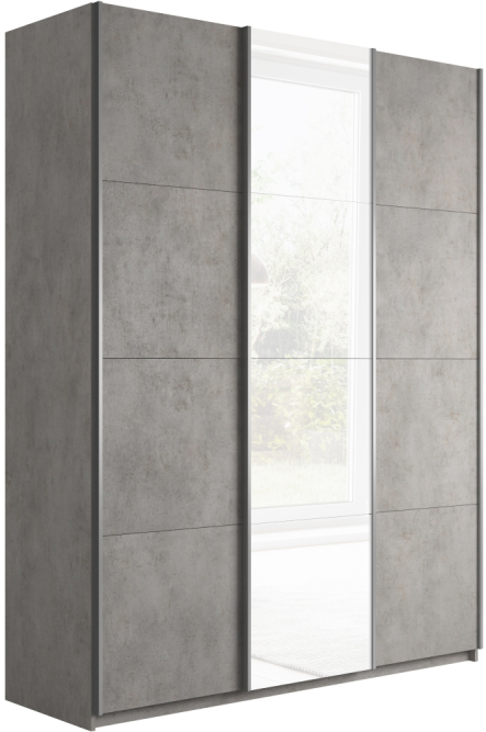 Шкаф-купе Прайм 3-х дверный (ЛДСП/Стекло белое/ЛДСП) Бетон