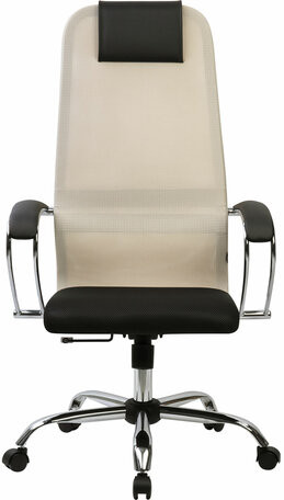 Кресло офисное BRABIX PREMIUM "Ultimate EX-800" хром, плотная двойная сетка Х2, черное/бежевое, 532913