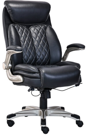 Кресло HAWASAN "Target EX-567", откидные подлокотники, рециклированная кожа, черное, 532974