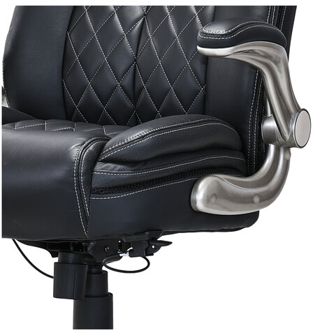 Кресло HAWASAN "Target EX-567", откидные подлокотники, рециклированная кожа, черное, 532974