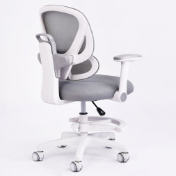 Кресло детское с подставкой для ног BRABIX KIDS MG-220, сетка/ткань TW, серое, 533315