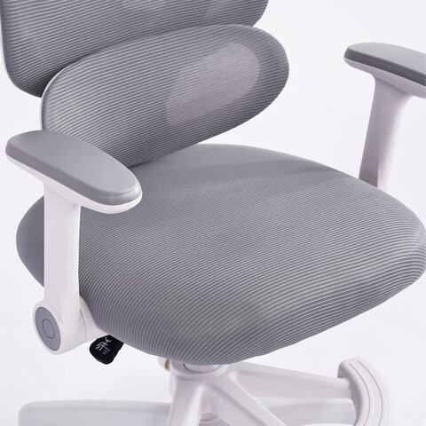 Кресло детское с подставкой для ног BRABIX KIDS MG-220, сетка/ткань TW, серое, 533315