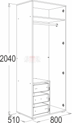 Шкаф 2-х дв. для белья и одежды "Омега 16"