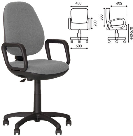 Кресло "Comfort GTP" с подлокотниками, серое ZT-13