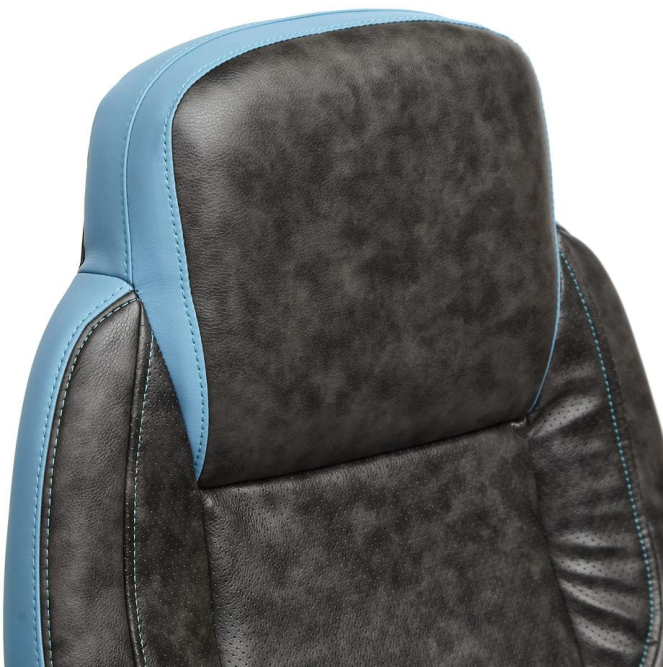 Кресло BAZUKA кож/зам, серый/голубой, 2TONE/2TONE перф/04-20