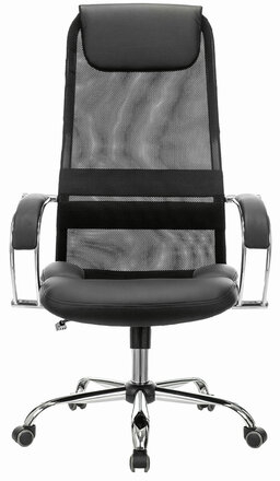 Кресло офисное BRABIX PREMIUM "Stalker EX-608 CH", хром, ткань-сетка/кожзам, черное, 532091