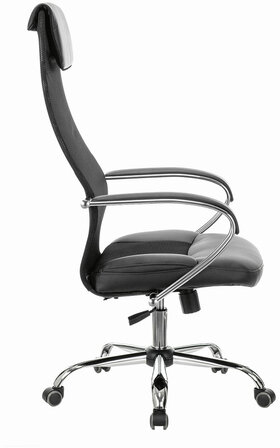 Кресло офисное BRABIX PREMIUM "Stalker EX-608 CH", хром, ткань-сетка/кожзам, черное, 532091