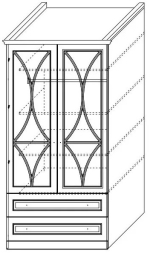 Шкаф 2-дверный с зеркалом с ящиками Каталея NEW